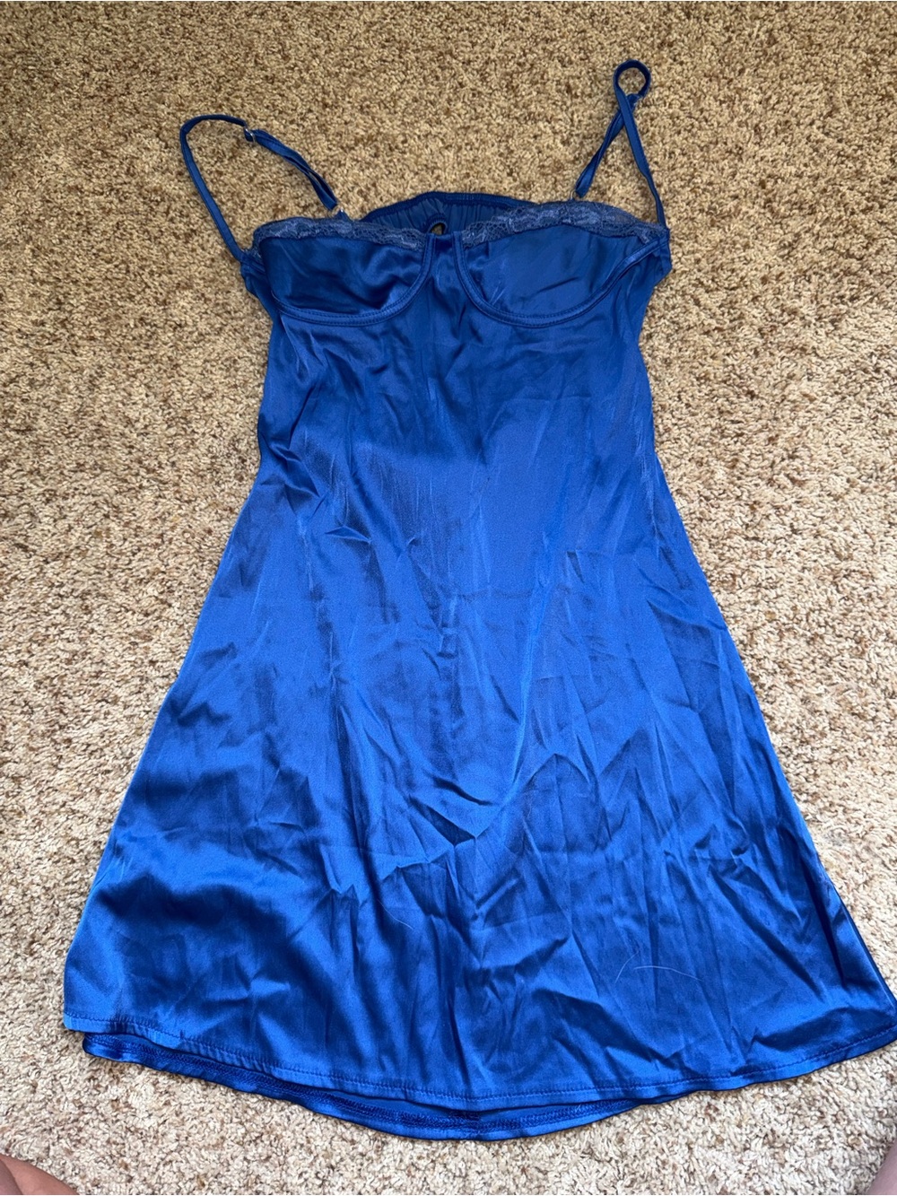 Boutique Royal Blue Satin Slip Dress